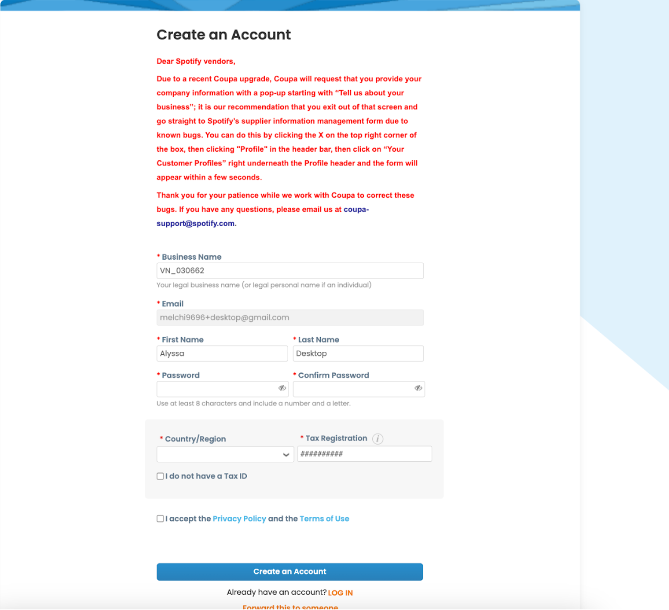 Create an Account