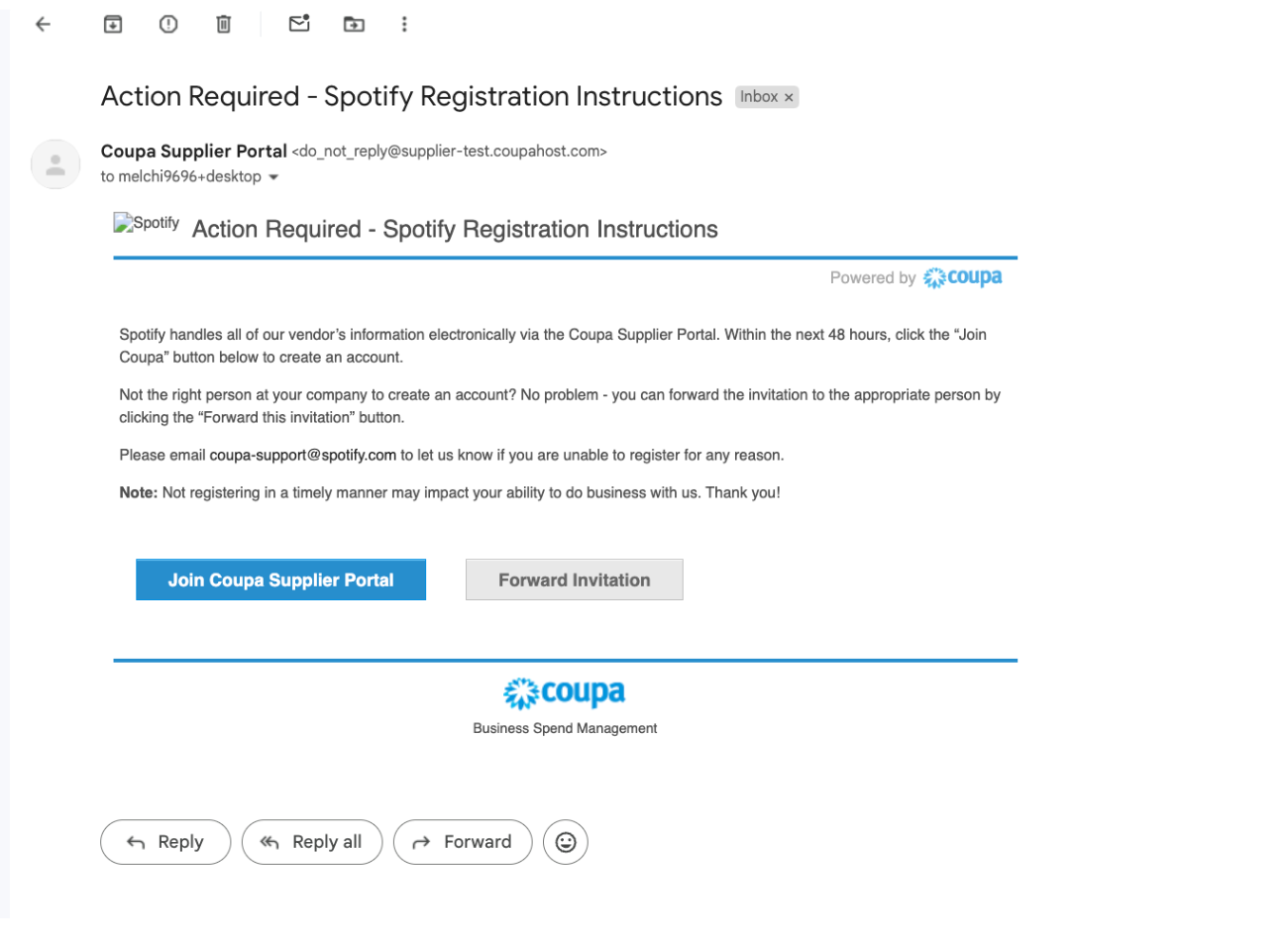 Coupa: First Time Registration